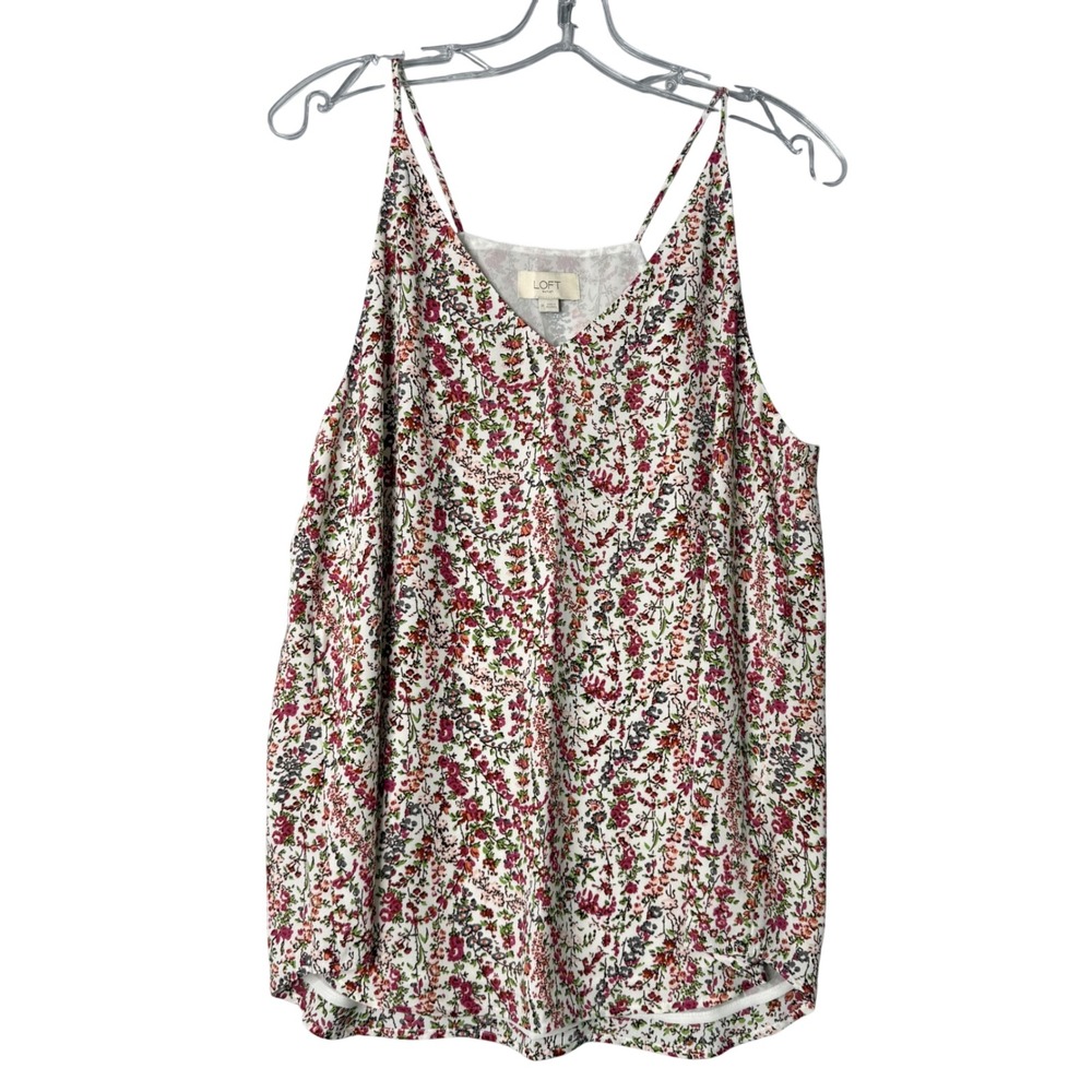 Loft Outlet Floral Cami Top Womens‎ M Pink Multi V Neck Lightweight Preppy 2024